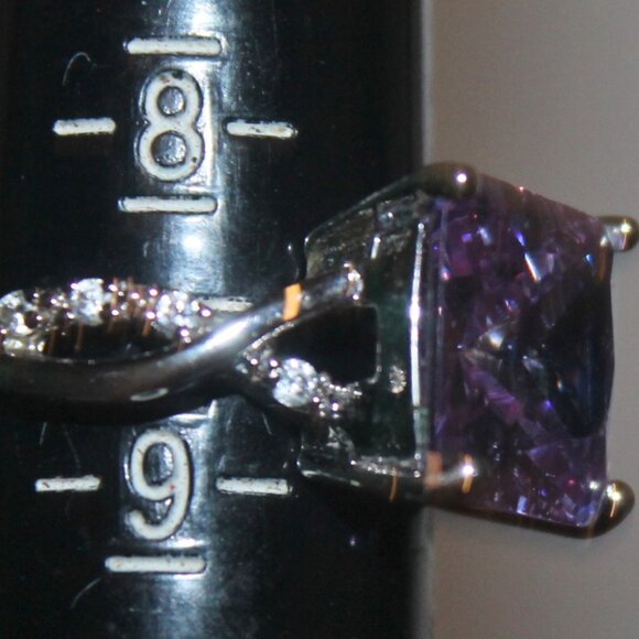 925 Lilac Amethyst w Genuine Diamonds Statement Cocktail Ring - Picture 6 of 7